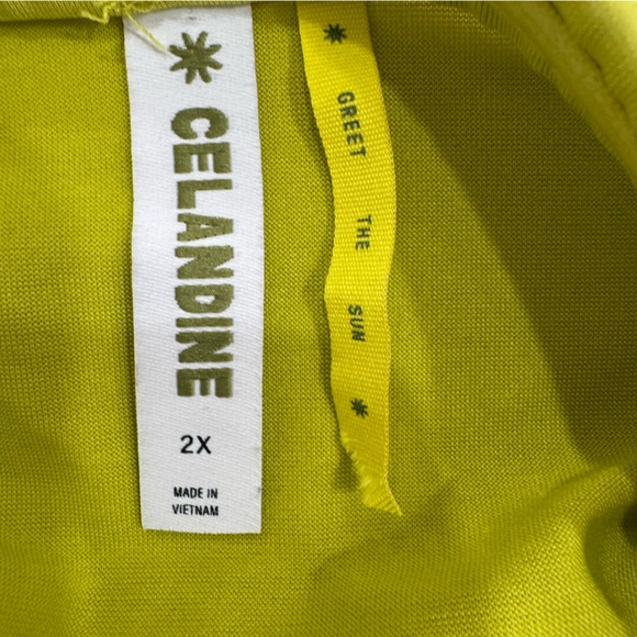 Anthropologie Celandine Gabbie Strapless Ruched Tube Dress Chartreuse Green 2X - Picture 10 of 16